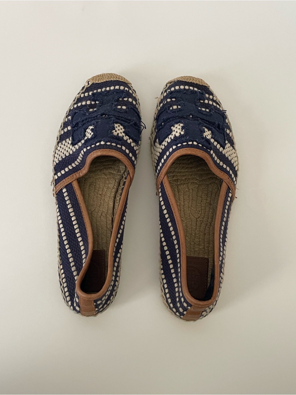 Tory Burch Navy Woven Espadrilles